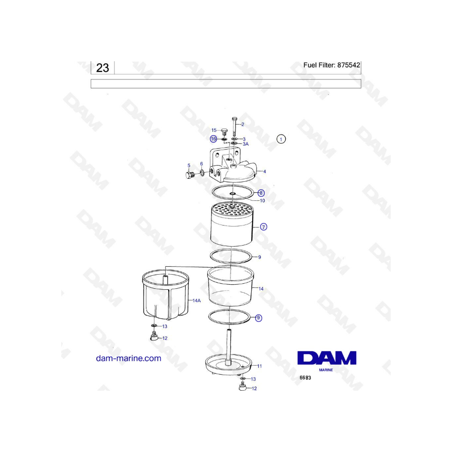 Volvo Penta MD21B / AQD21B - Filtre à Gasoil - DAM Marine