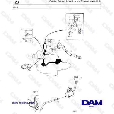 Volvo Penta MD21B - Cooling System, Induction & Exhaust Manifold : B ...