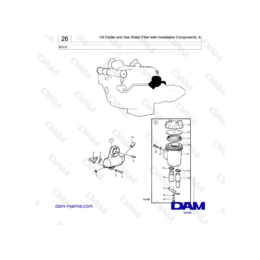 Volvo Penta MD21B - Oil Cooler & Sea Water Filter With Installation ...