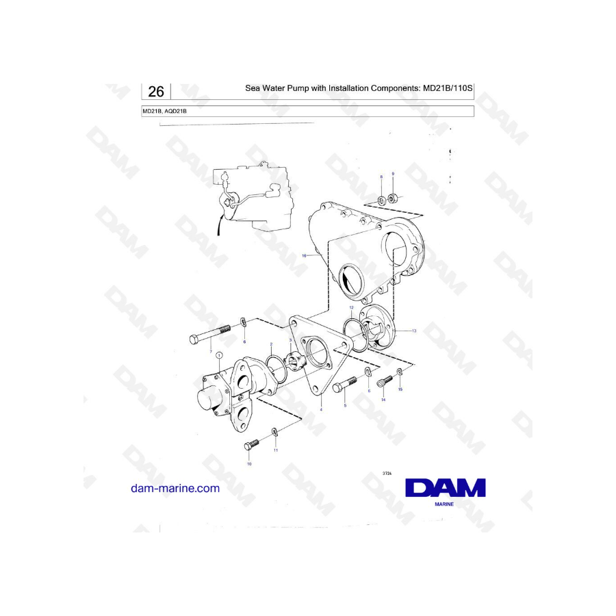 Volvo Penta MD21B / AQD21B - Bomba De Agua De Mar Con Componentes De ...