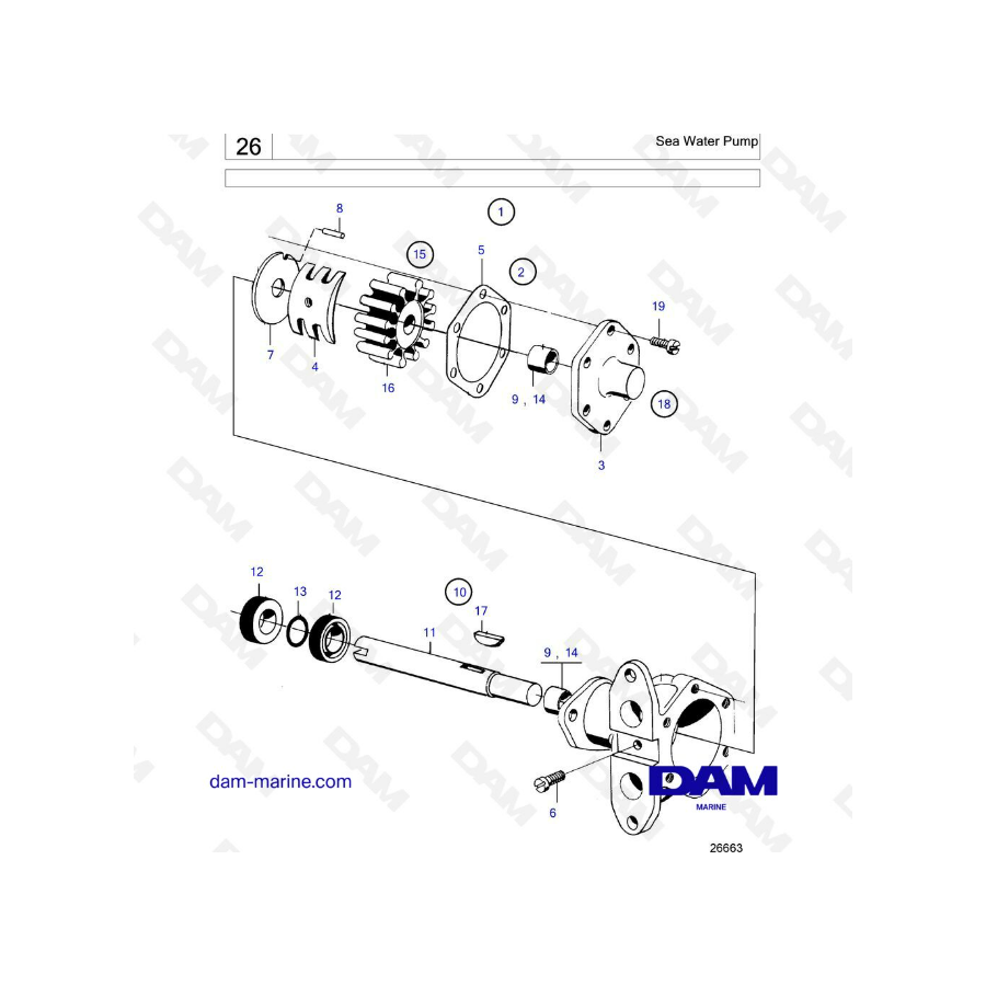 Volvo Penta MD21B / AQD21B - Bomba de agua de mar