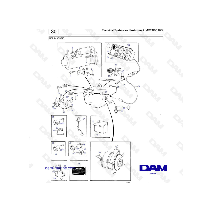 Volvo Penta MD21B / AQD21B - Sistema eléctrico e instrumentos: MD21B / 110S