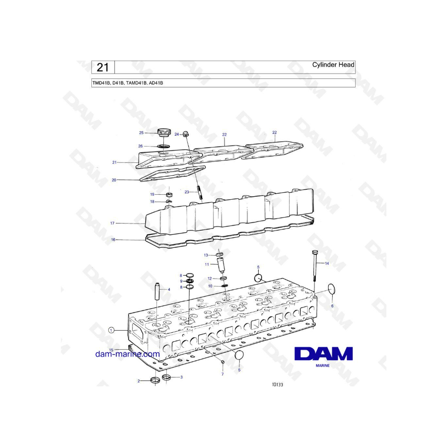 Volvo Penta TMD41B / TAMD41B / AD41B - Cylinder head