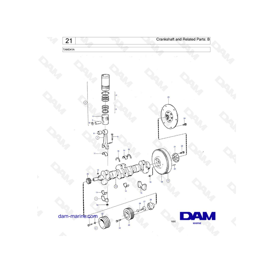 Volvo Penta TAMD41A - Cigüeñal y piezas relacionadas: B