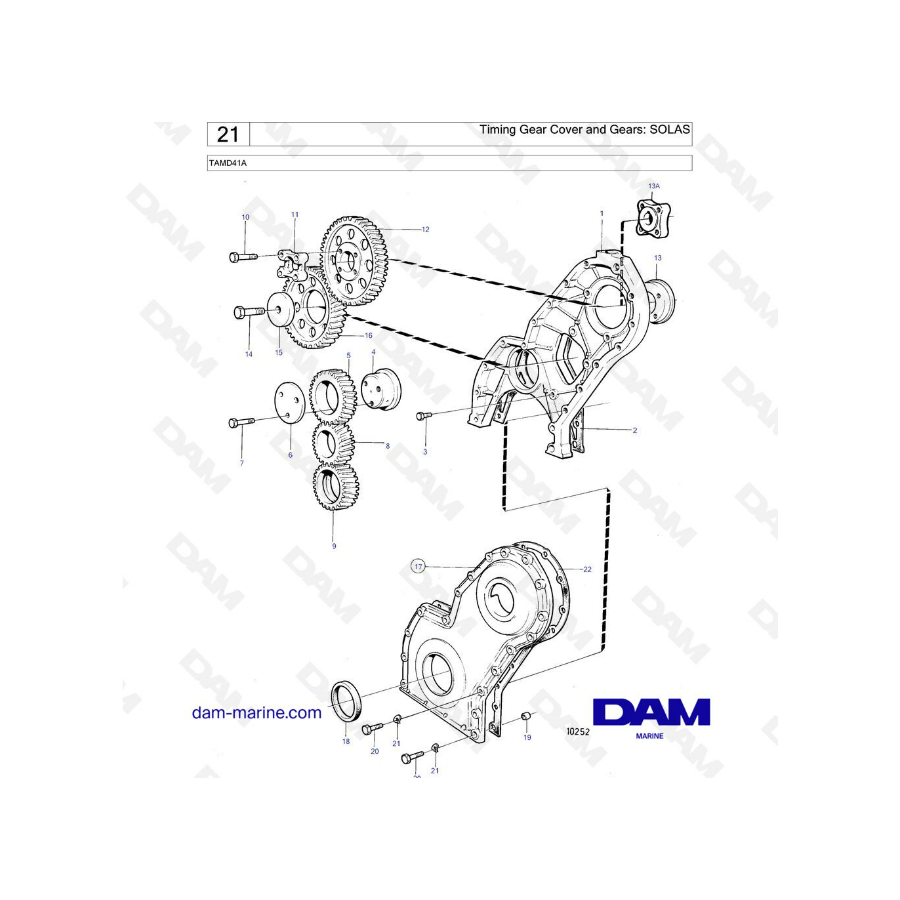 Volvo Penta TAMD41A - Tapa y engranajes de distribución: SOLAS