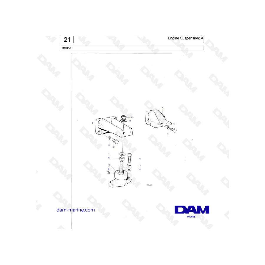 Volvo Penta TMD41A - Suspensión del motor: A