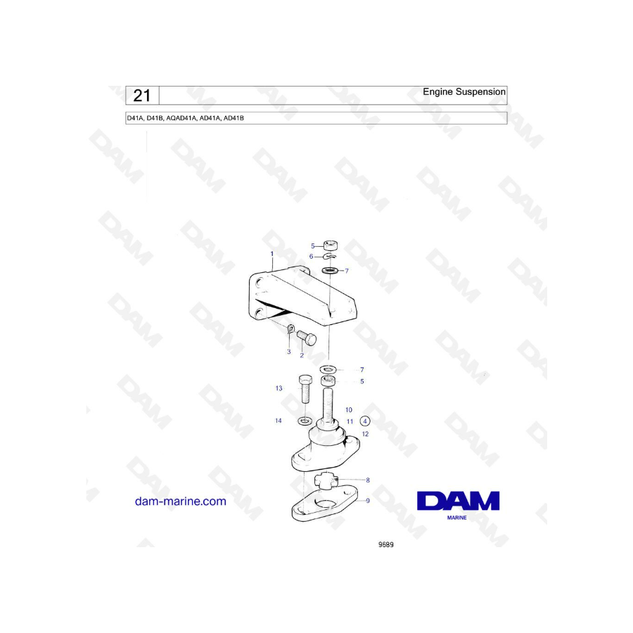 Volvo Penta D41A / D41B / AQAD41A / AD41A / AD41B - Engine suspension