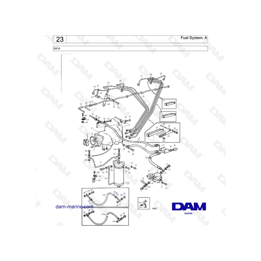 Volvo Penta D41A - Sistema de combustible: A