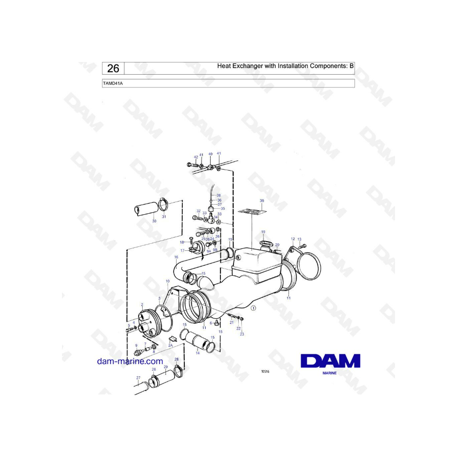 Volvo Penta TAMD41A - Heat exchanger with installation components