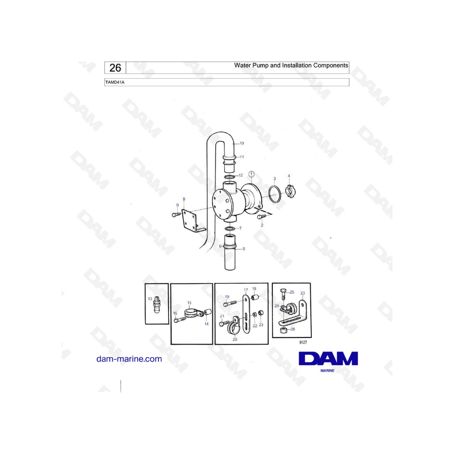 Volvo Penta TAMD41A - Water pump & installation components