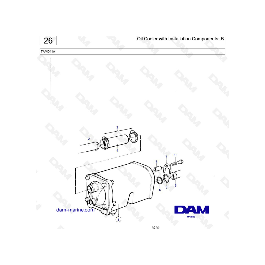 Volvo Penta TAMD41A - Oil cooler with installation components: B 