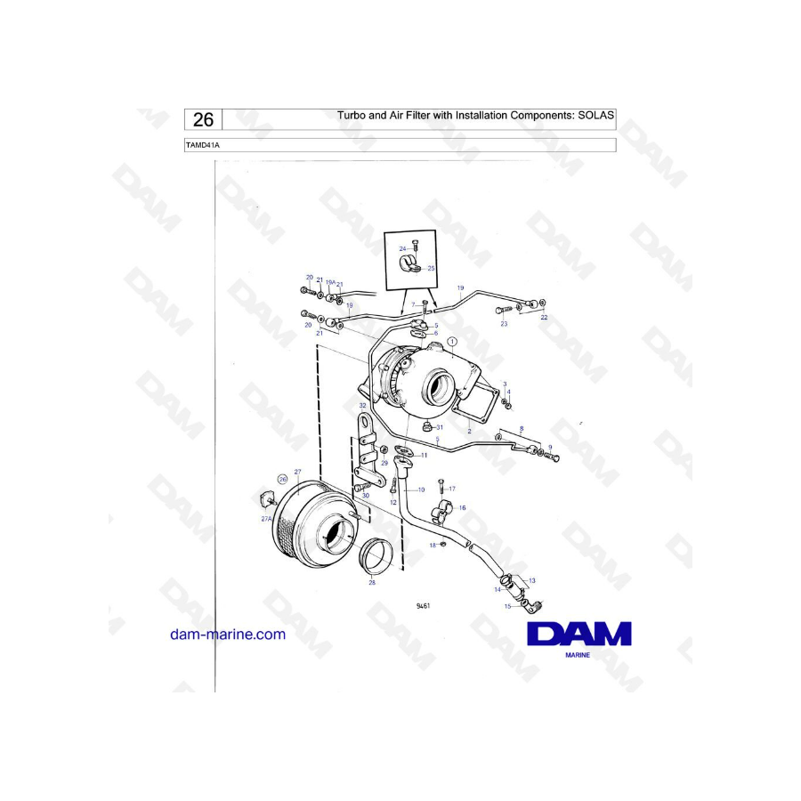 Volvo Penta TAMD41A - Turbo and air filter with installation components : SOLAS