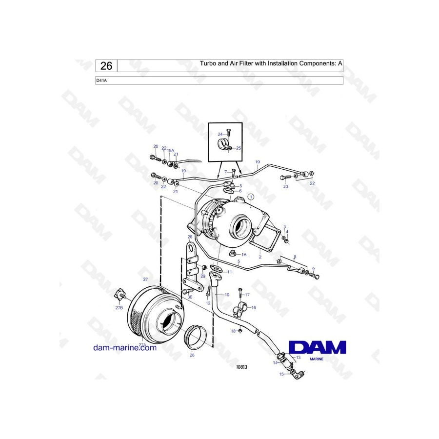 Volvo Penta D41A - Turbo & air filter with installation components : A