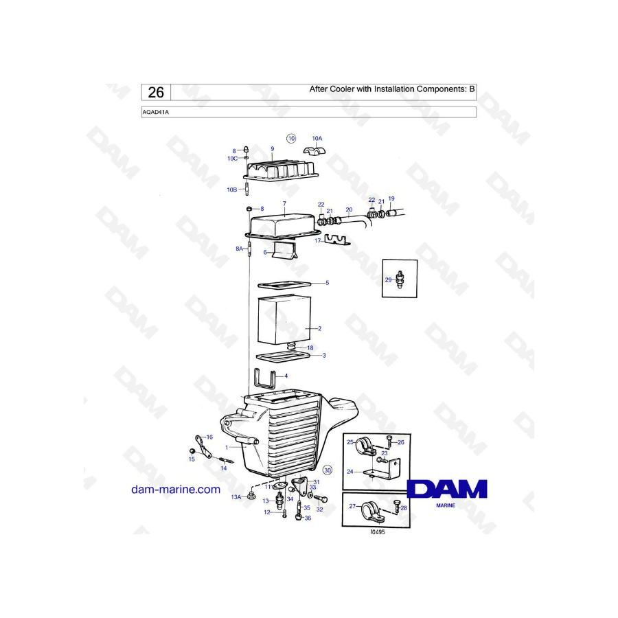 Volvo Penta AQAD41A - After cooler with installation components: B