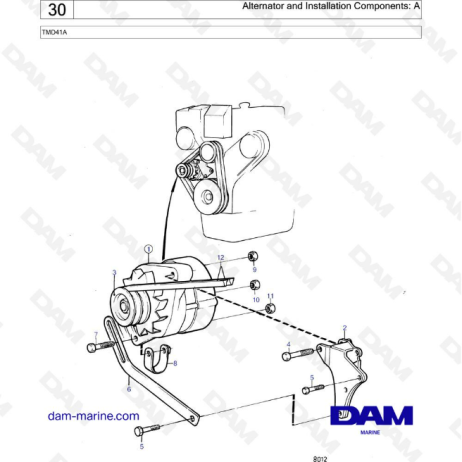 Volvo Penta TMD41A - Alternator & Installation Components: A - DAM Marine