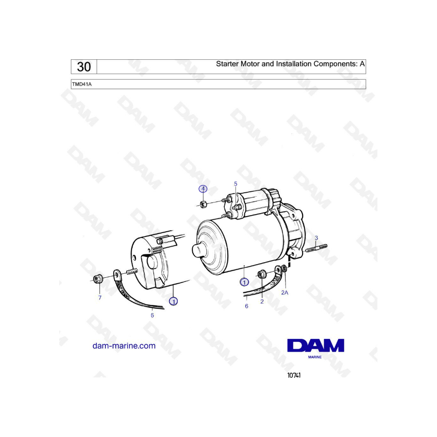 Volvo Penta TMD41A - Motor de arranque y componentes de instalación: A