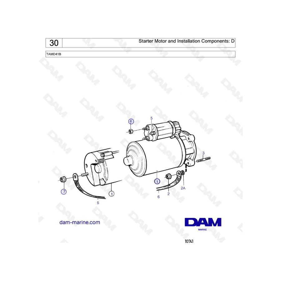 Volvo Penta TAMD41B - Motor de arranque y componentes de instalación: D