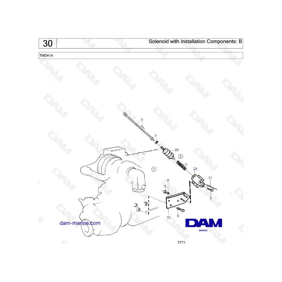 Volvo Penta TMD41A - Solenoid with installation components