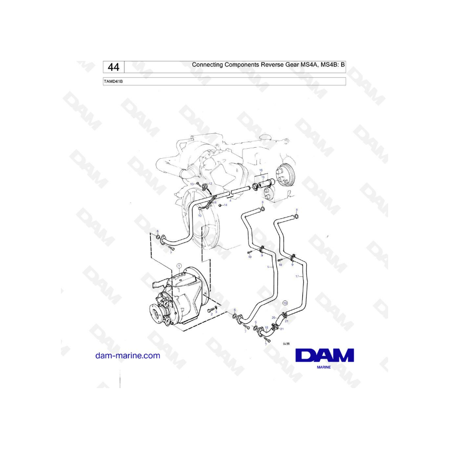 Connecting components reverse gear MS4A, MS4B: B 