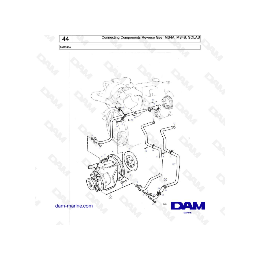 Volvo Penta TAMD41A - Connecting components reverse gear MS4A, MS4B : SOLAS