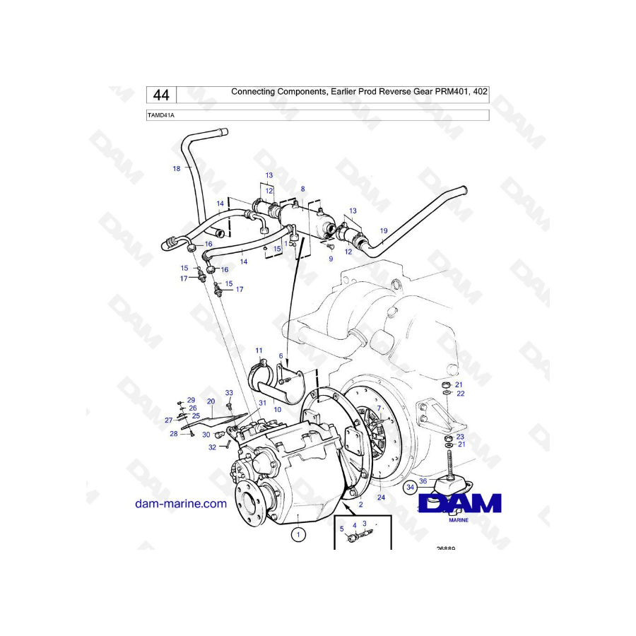 Volvo Penta TAMD41A: componentes de conexión, marcha atrás prod anterior PRM401