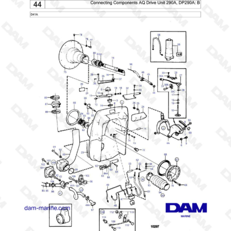 Volvo Penta D41A - Componentes de conexión AQ Drive Unit 290A, DP290A : B