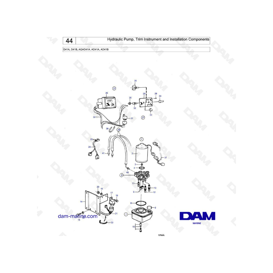 Volvo Penta D41A / D41B / AQAD41A / AD41A / AD41B - Bomba hidráulica, instrumentos de ajuste y componentes de instalación