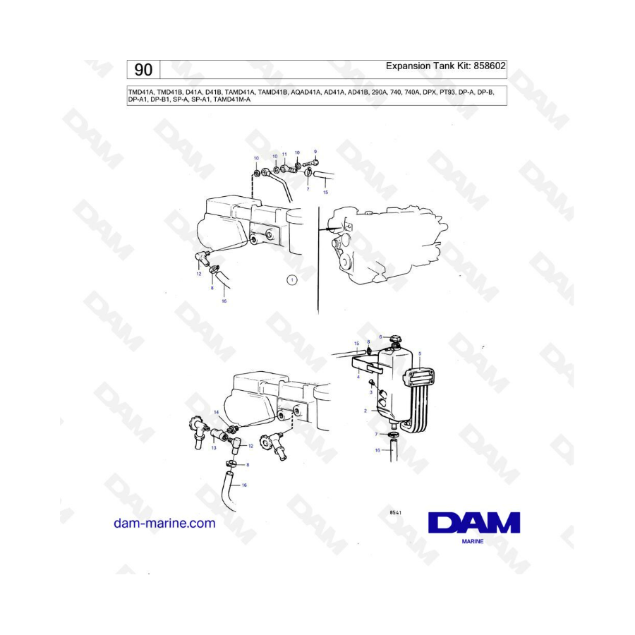 Volvo Penta TMD41A/TMD41B/D41A/D41B/TAMD41A/TAMD41B/AQAD41A/AD41A/AD41B - Expansion kit: 858602