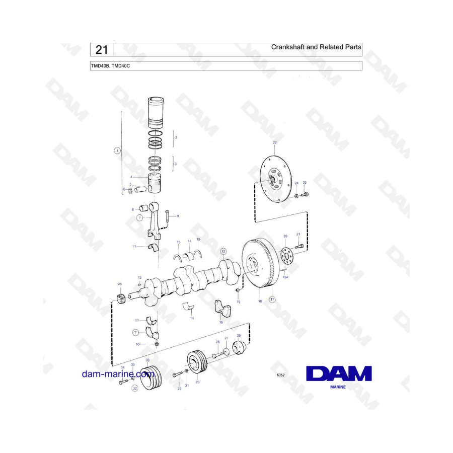 Volvo Penta TMD40B / TMD40C - Crankshaft & related parts