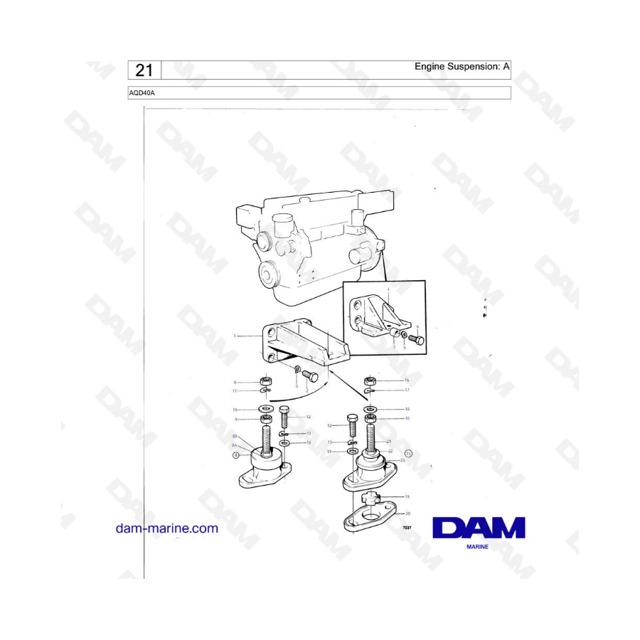 Volvo Penta AQD40A - Engine suspension : A