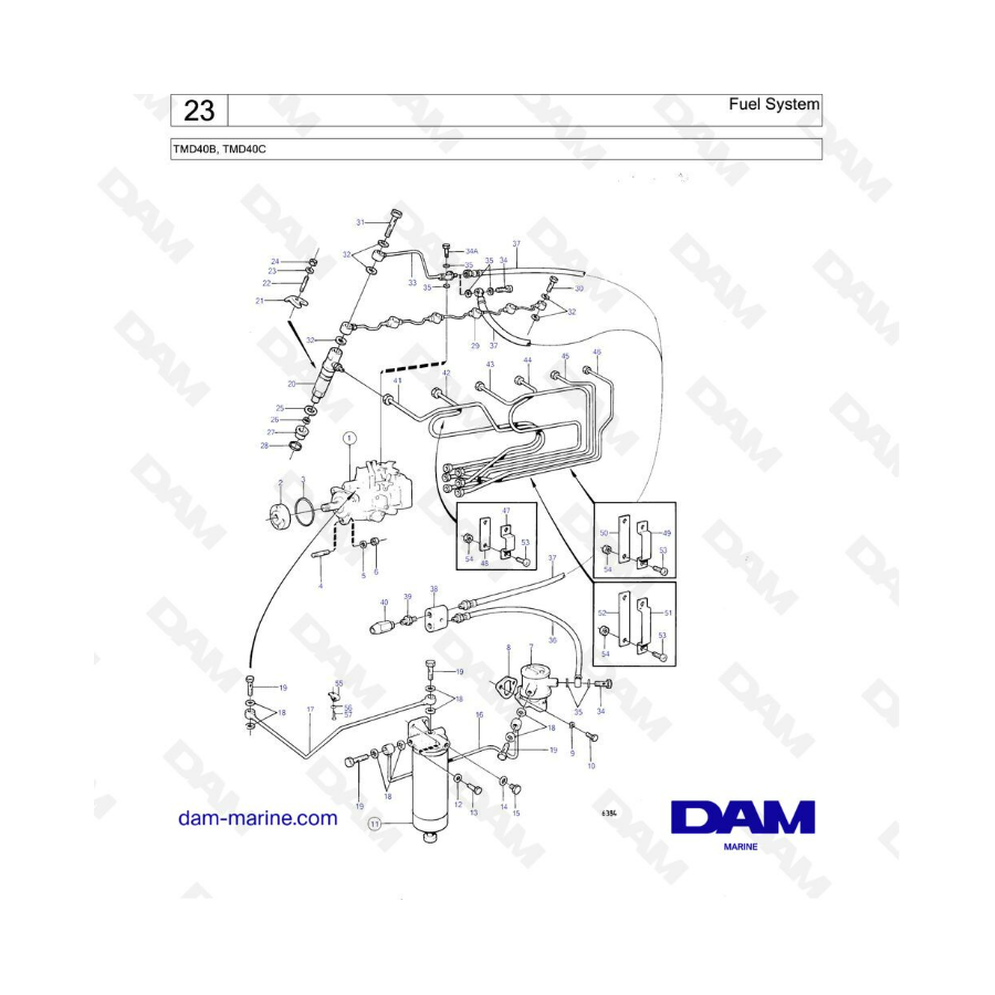 Volvo Penta TMD40B / TMD40C - Sistema de combustible