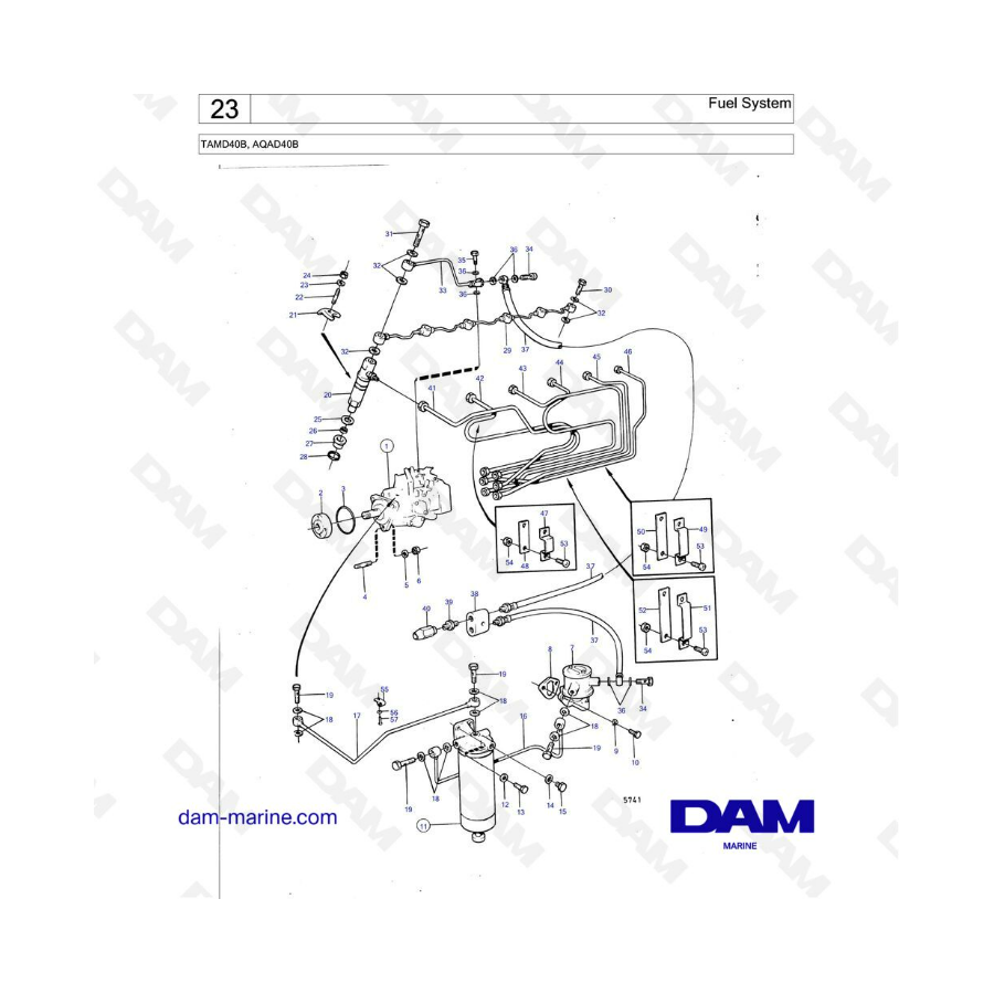 Volvo Penta TAMD40B / AQAD40B - Sistema de combustible