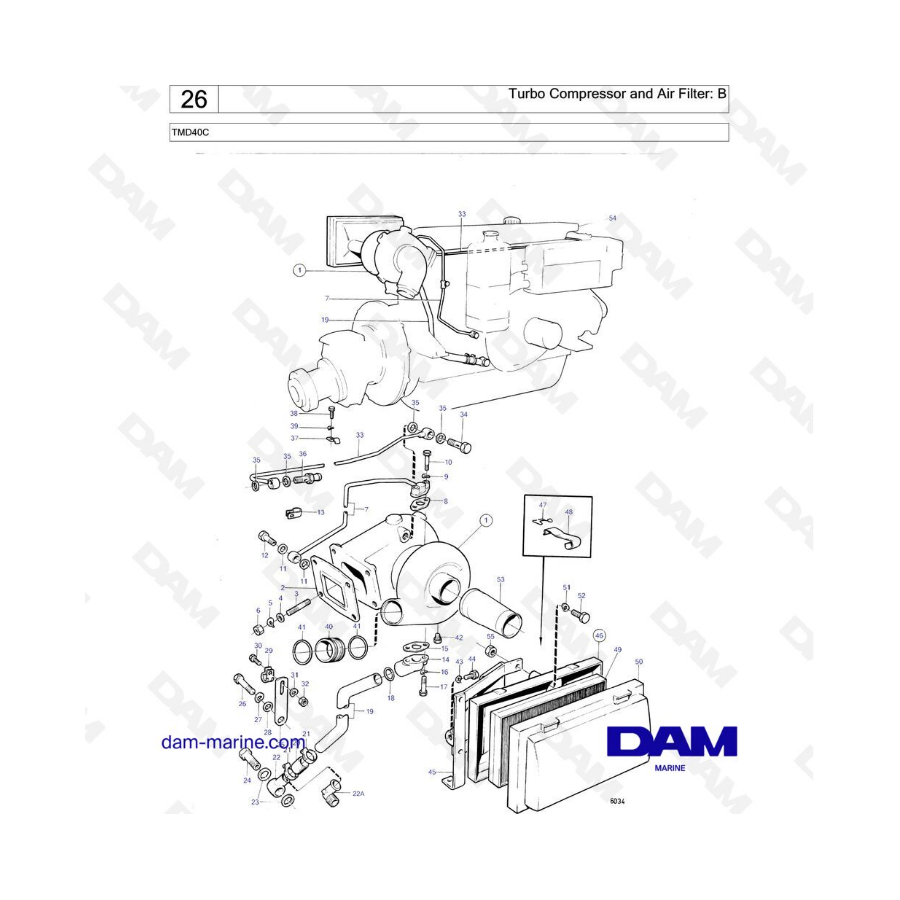 Volvo Penta TMD40C - Turbo compressor and air filter: B - DAM Marine