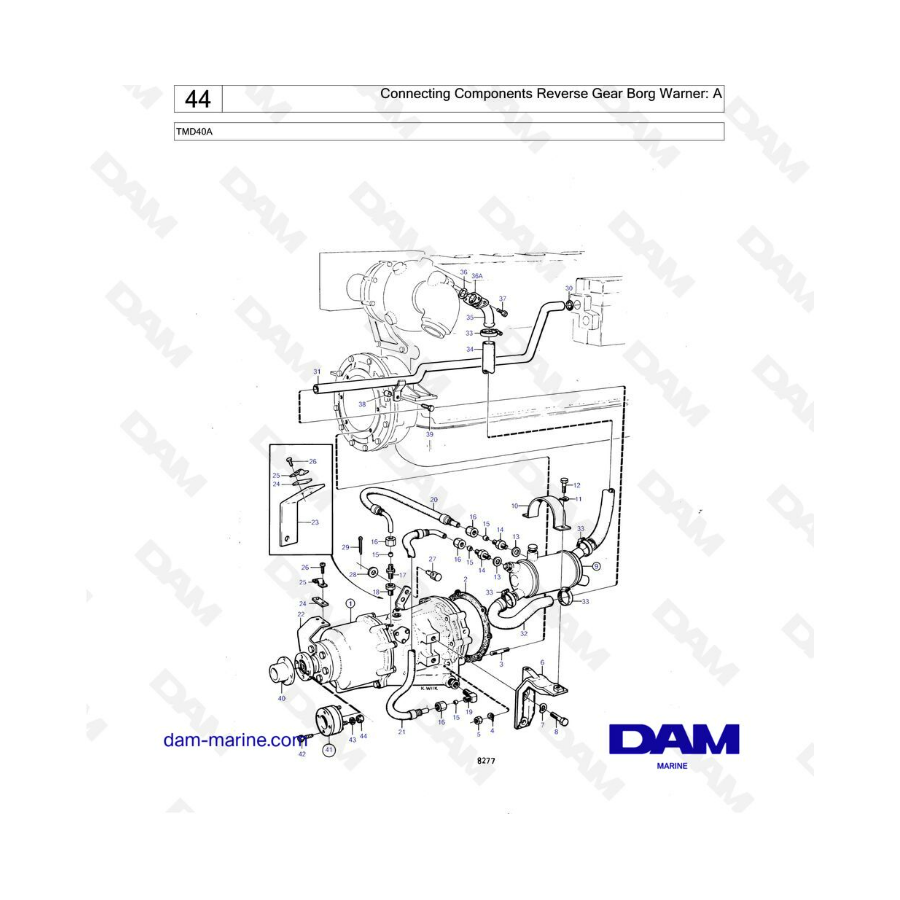 Volvo Penta TMD40A - Componentes de conexión marcha atrás borg warner: A