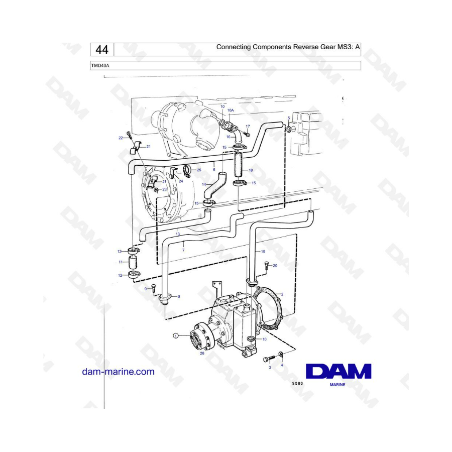 Volvo Penta TMD40A - Connecting components reverse gear MS3: A