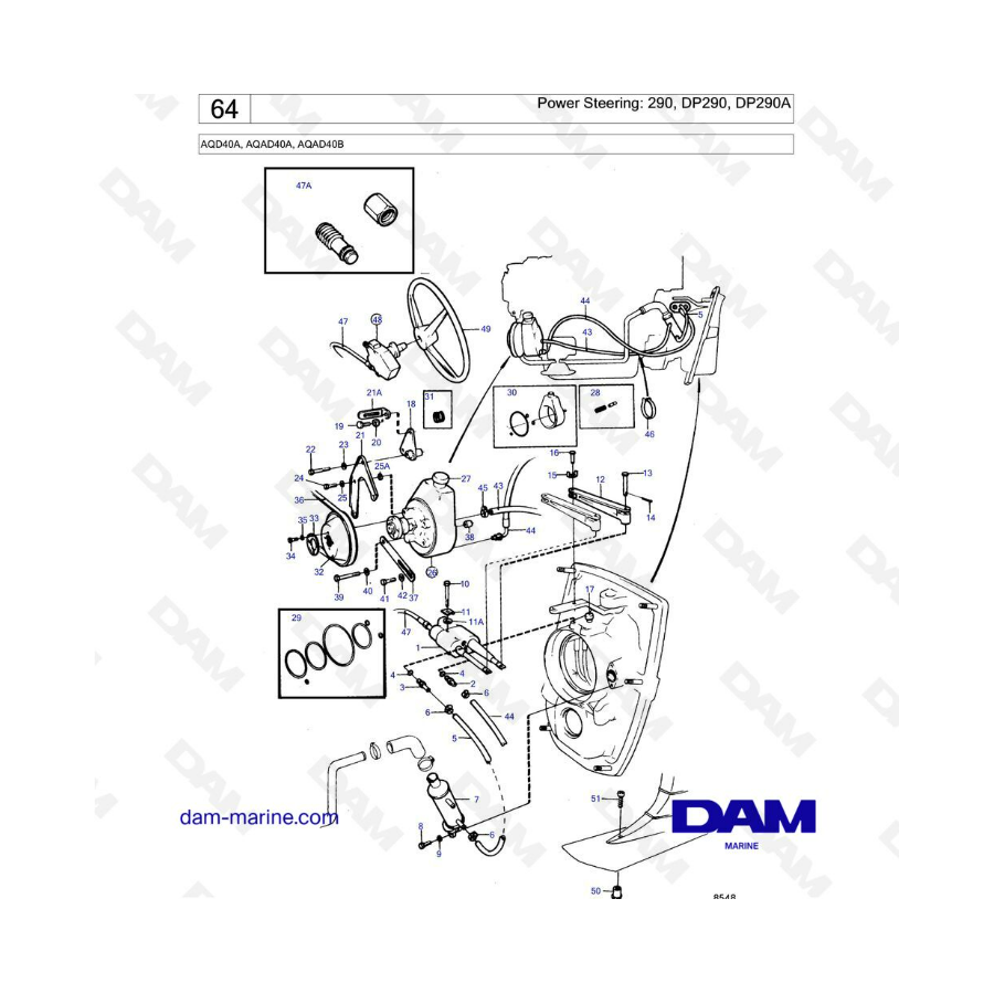 Volvo Penta AQD40A/AQAD40A/AQAD40B - Dirección asistida: 290/DP290/DP290A