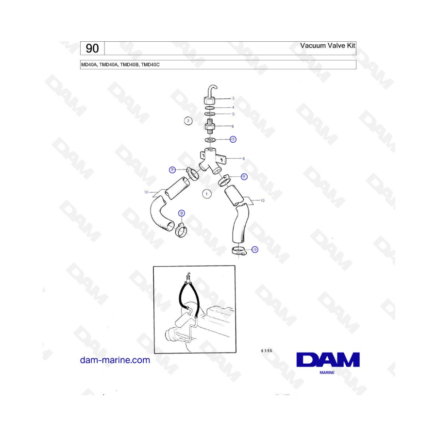 Volvo Penta MD40A/TMD40A/TMD40B/TMD40C - Kit válvula de vacío