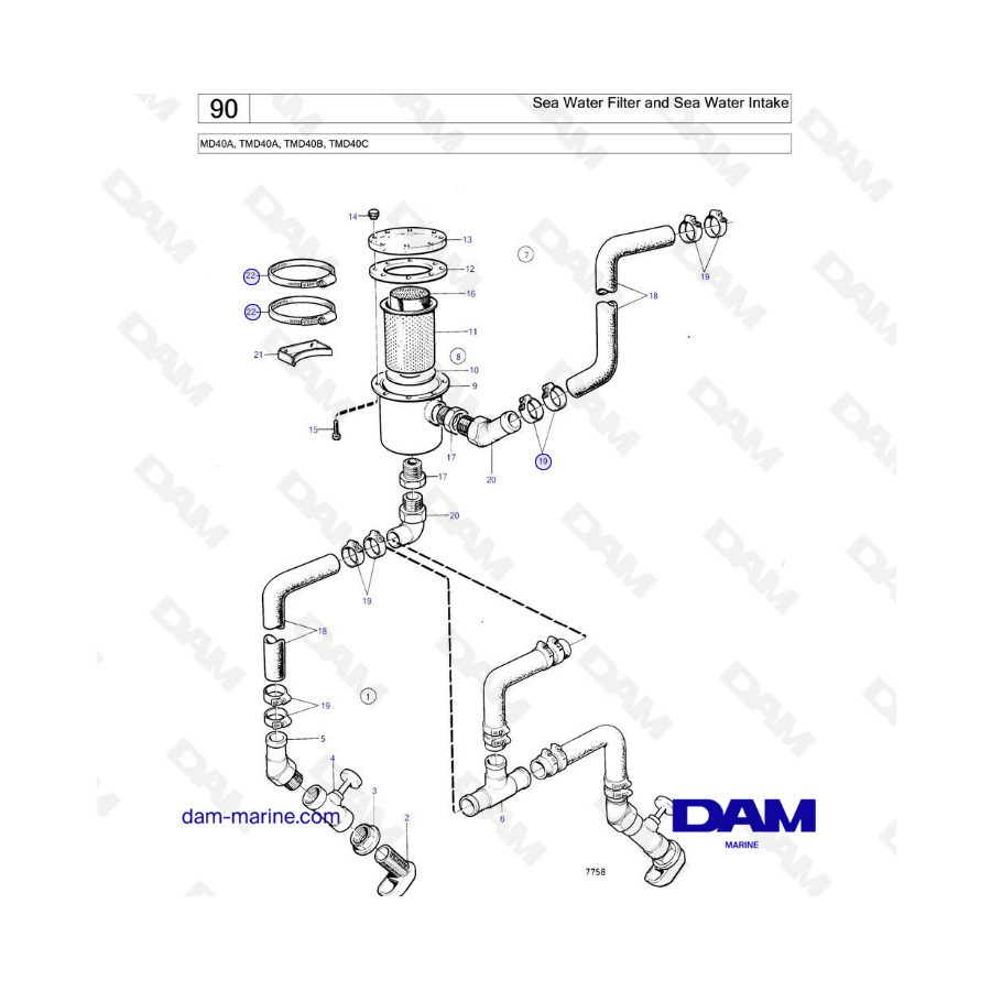 Volvo Penta MD40A/TMD40A/TMD40B/TMD40C - Sea Water Filter & Sea Water ...