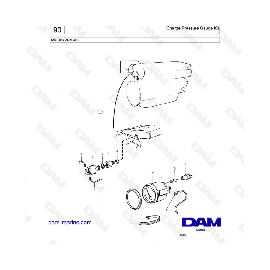 Volvo Penta TAMD40B/AQAD40B - Charge pressure gauge kit