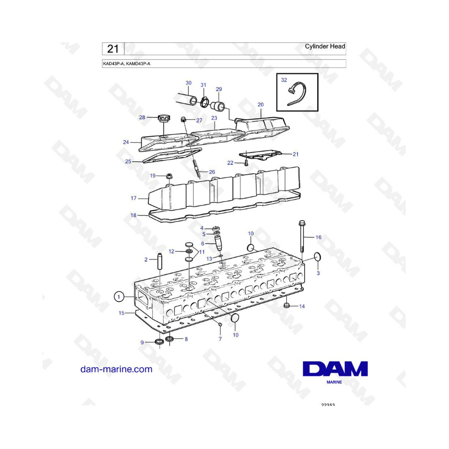 Volvo Penta KAD43P-A / KAMD43P-A - Cylinder head