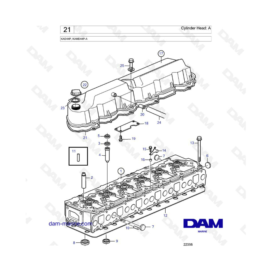 Volvo Penta KAD44P / KAMD44P-A - Culata: A