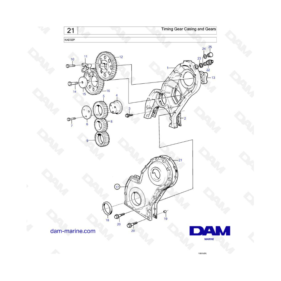 Volvo Penta KAD32P - Caja y engranajes de distribución