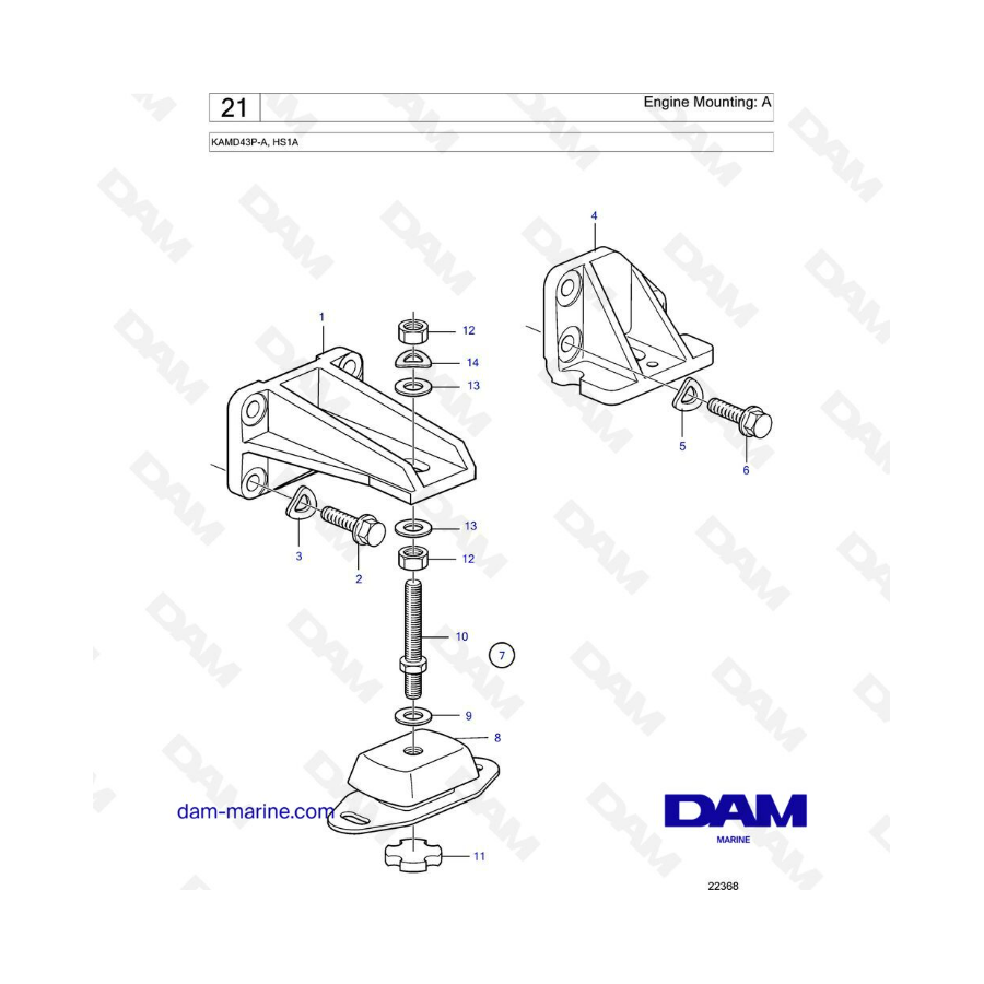 Volvo Penta KAMD43P-A / HS1A - Engine mounting: A