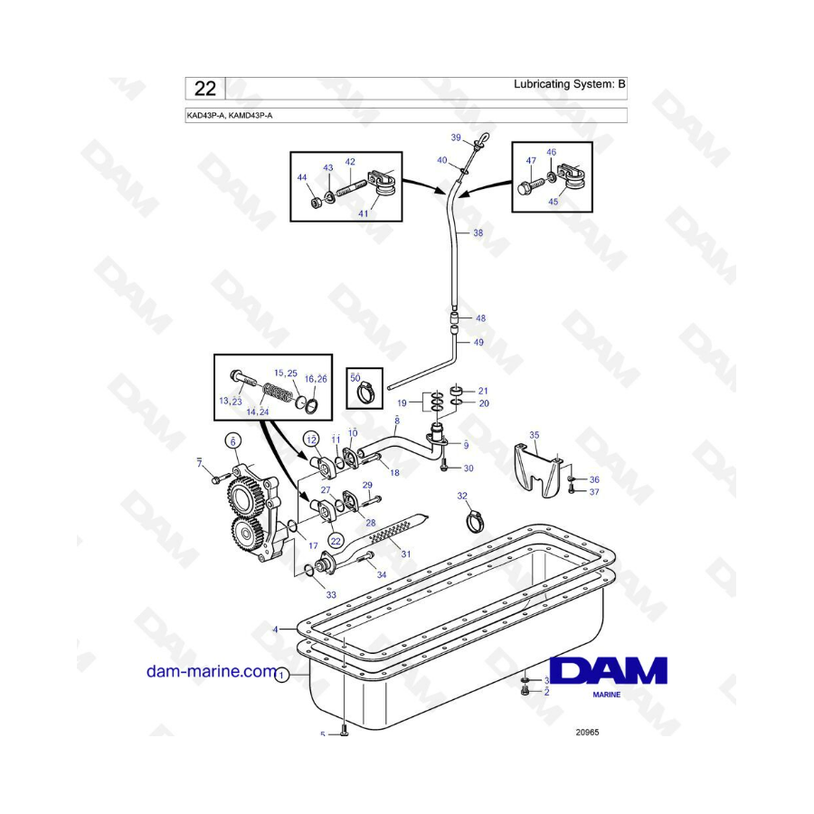 Volvo Penta KAD43P-A / KAMD43P-A - Lubricating system: B