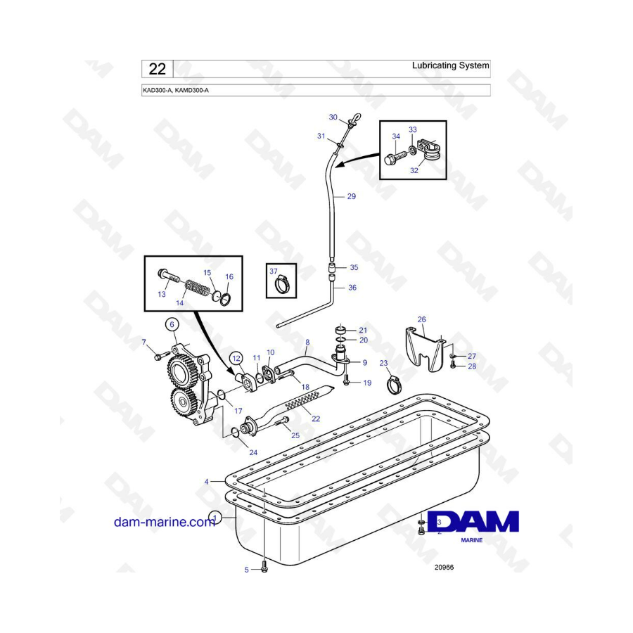 Volvo Penta KAD300-A / KAMD300-A - Lubricating system