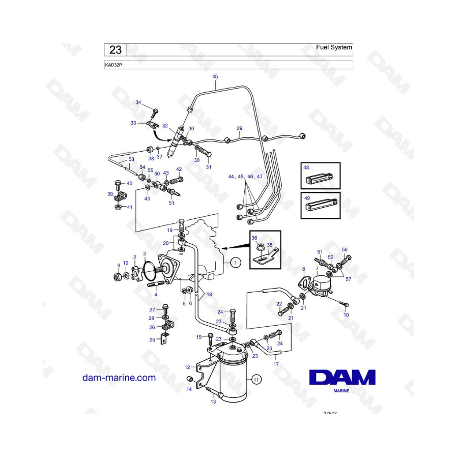 Volvo Penta KAD32P - Sistema de combustible