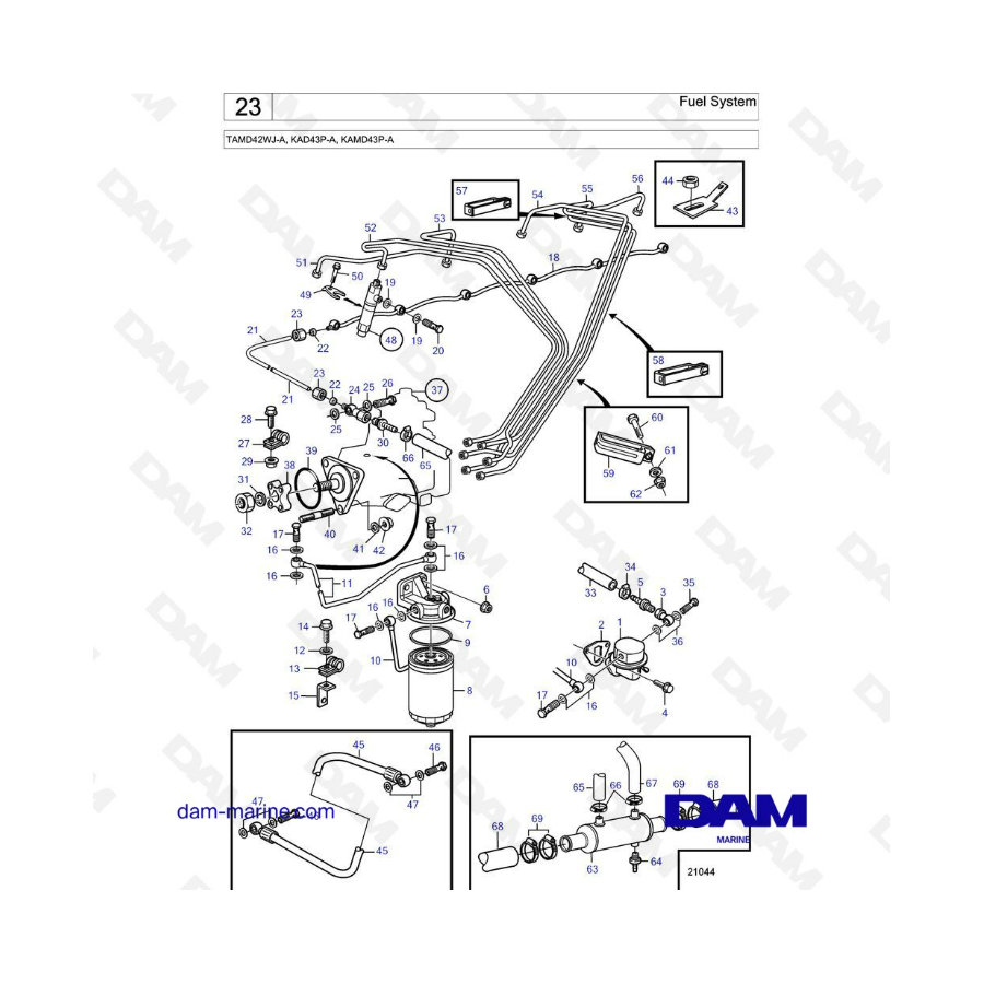 Volvo Penta TAMD42WJ-A, KAD43P-A, KAMD43P-A - Fuel system