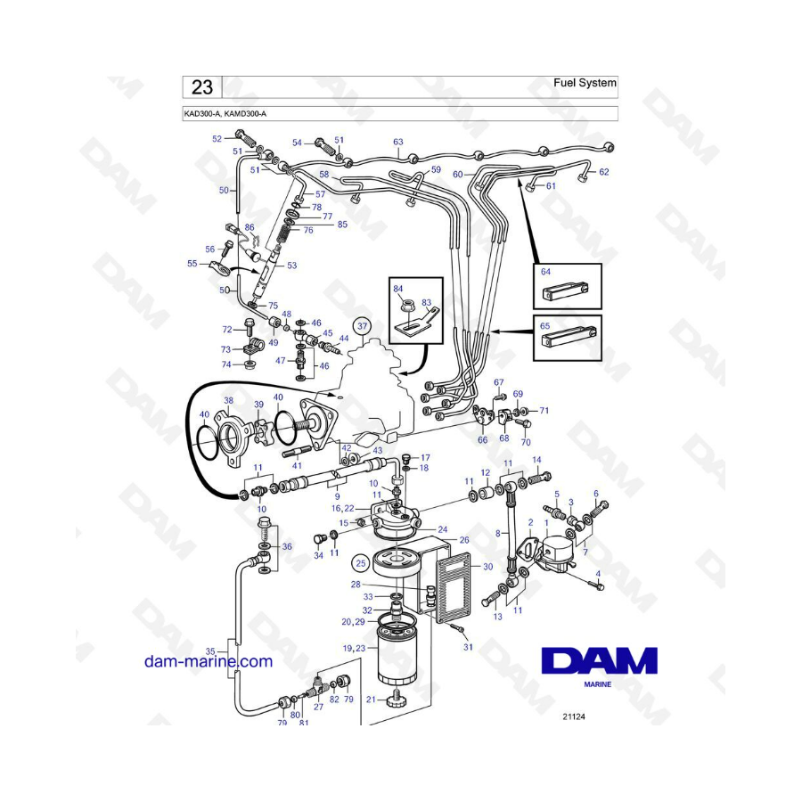 Volvo Penta KAD300-A / KAMD300-A - Sistema de combustible