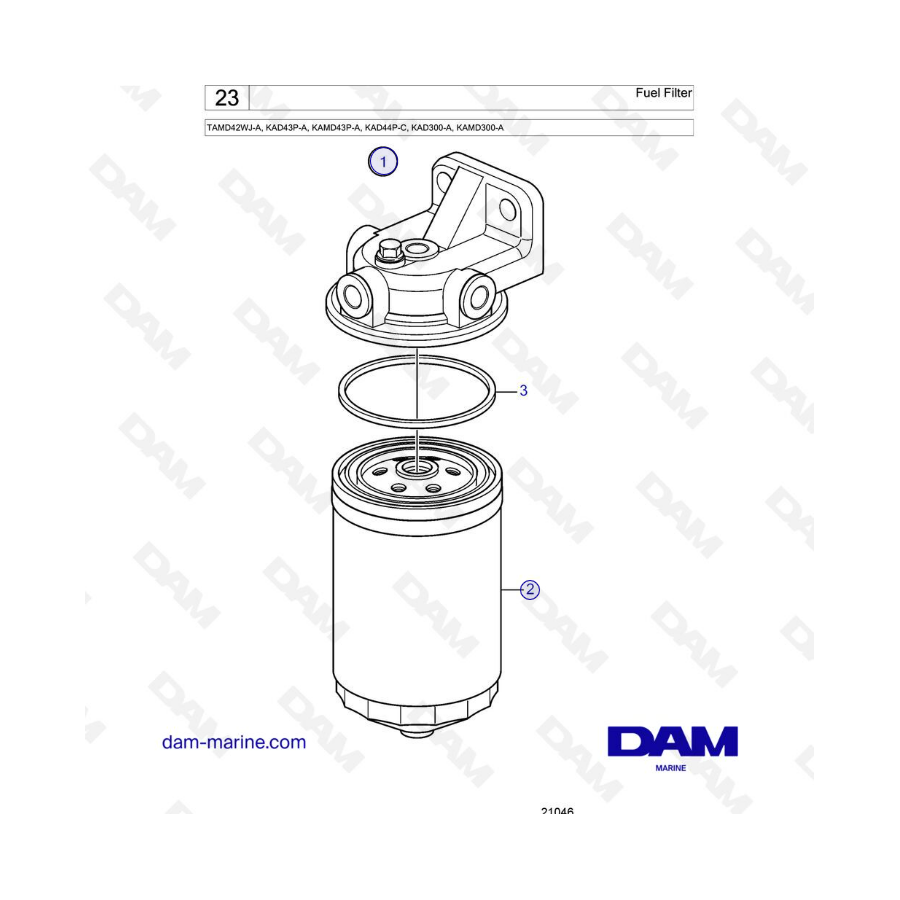 Volvo Penta TAMD42WJ-A/KAD43P-A/KAMD43P-A/KAD44P-C/KAD300-A/KAMD300-A - Filtro de combustible