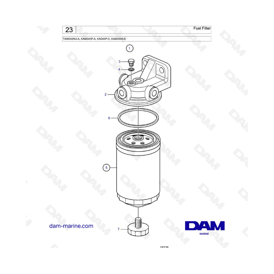 Volvo Penta TAMD42WJ-A / KAMD43P-A / KAD44P-C / KAMD300-A - Filtro de combustible